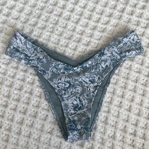 Abercrombie and Fitch Blue Floral Ruched High Leg Cheeky Bikini Swimsuit Bottoms